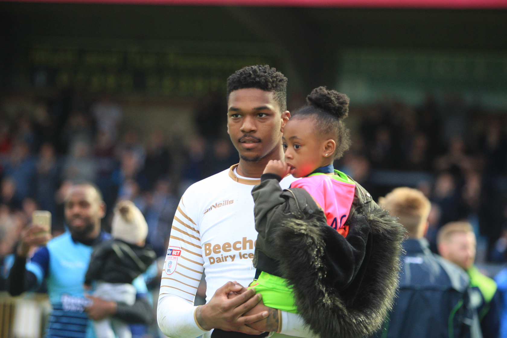 2017 05 06 Cambridge 66 Post Match Jamal Blackman+daughter