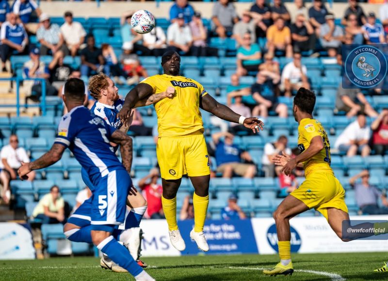 2019 09 14 Gillingham SBL1 A 13 Adebayo Akinfenwa+Conor Ogilvie