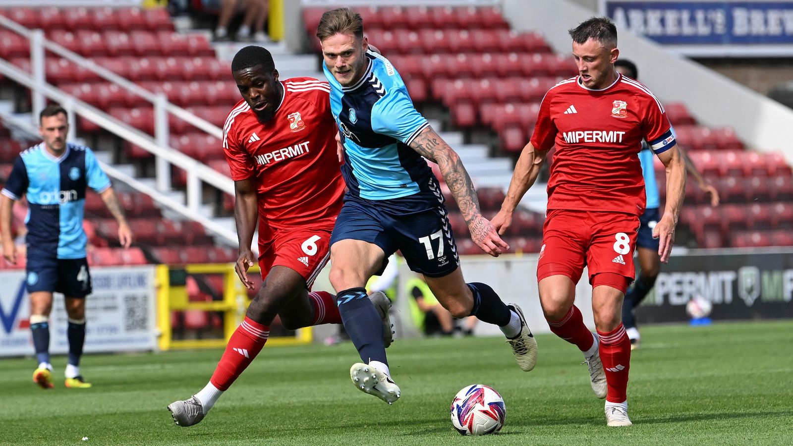 2024 08 03 Swindon FR A 25 Joe Low+Nnamdi Ofoborh+Ollie Clarke