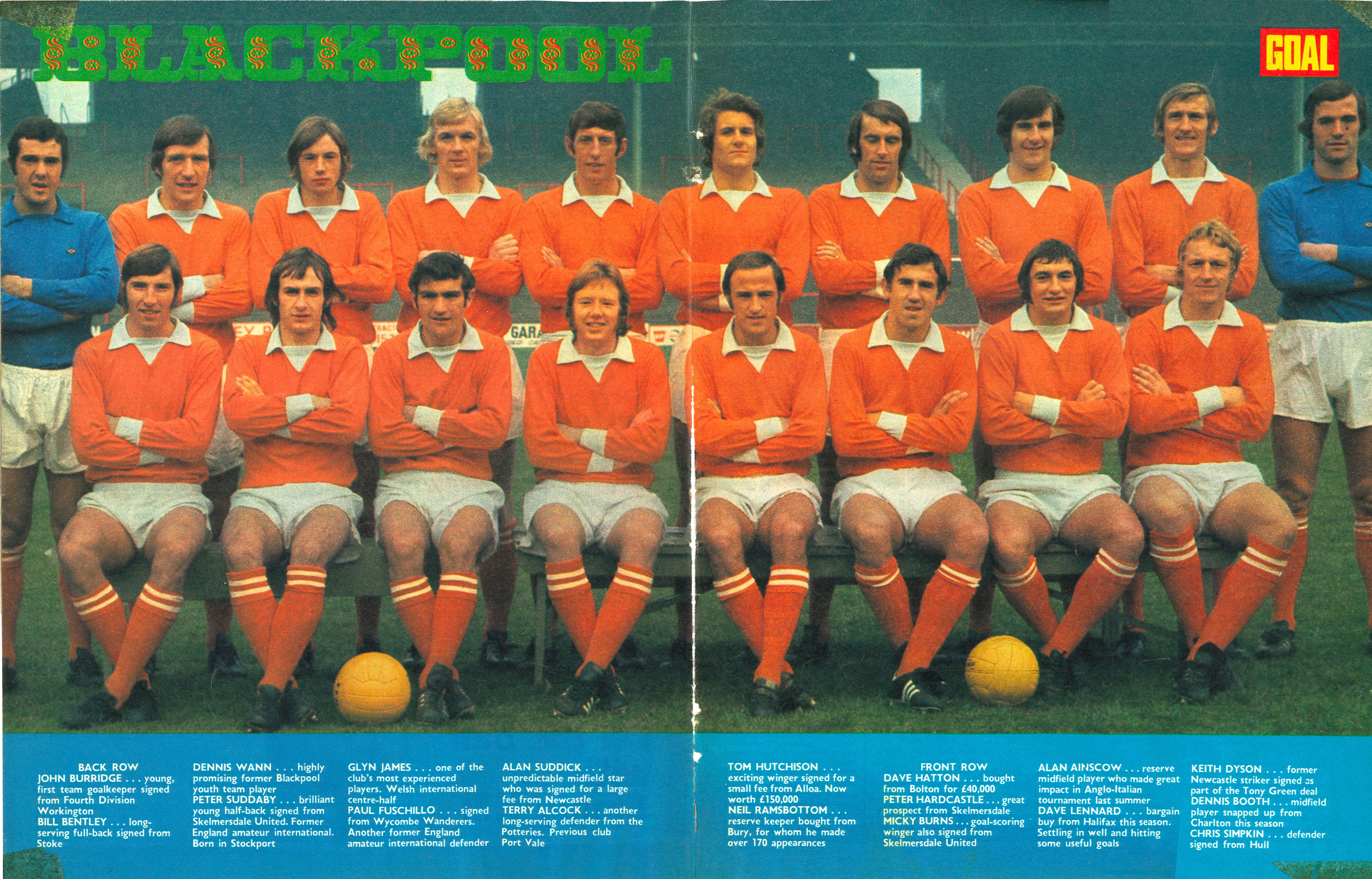 1972 01 15 Blackpool Team Photo Goal Magazine original size